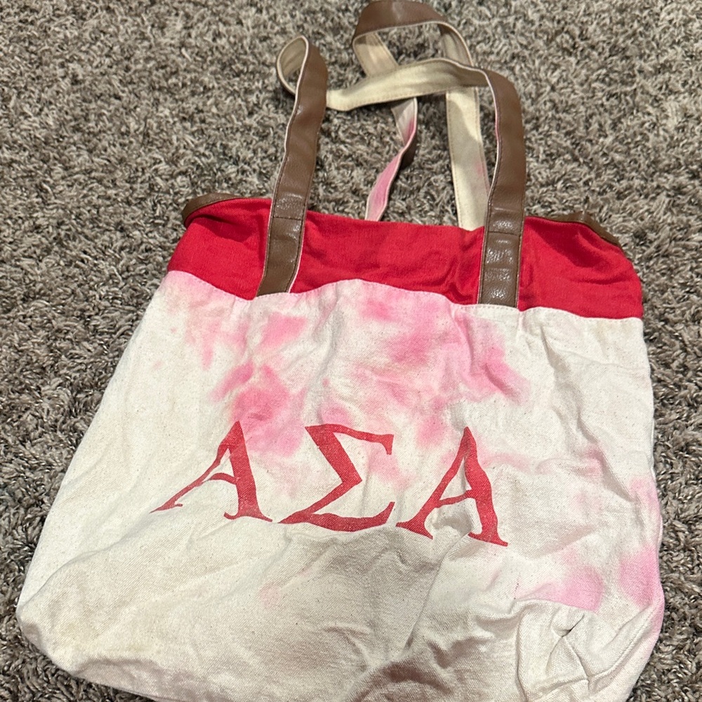 Red and Pink Canvas Tote Bag